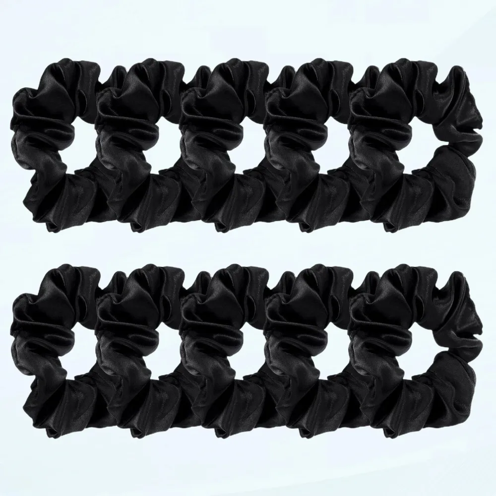 Ten Black Soft Elastic Hair Bands For Ladies