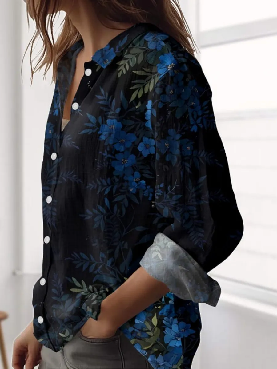 Midnight Floral Long Sleeve Shirt