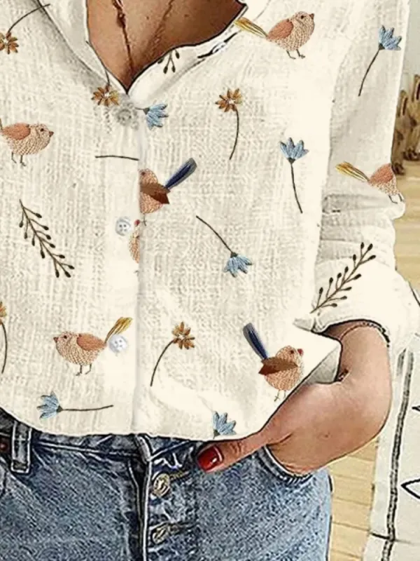Soft Bird & Floral Shirt