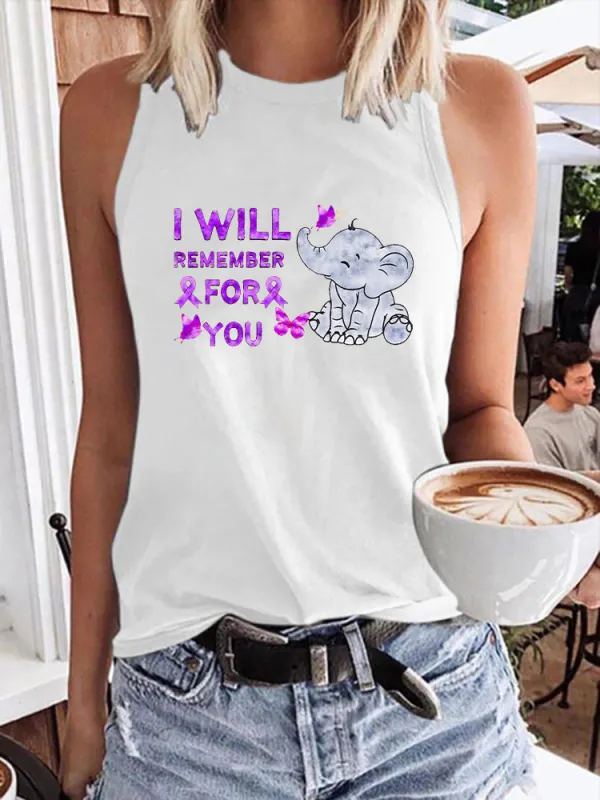 Women's Round-Neck Sleeveless Vest With I Will Remember For You