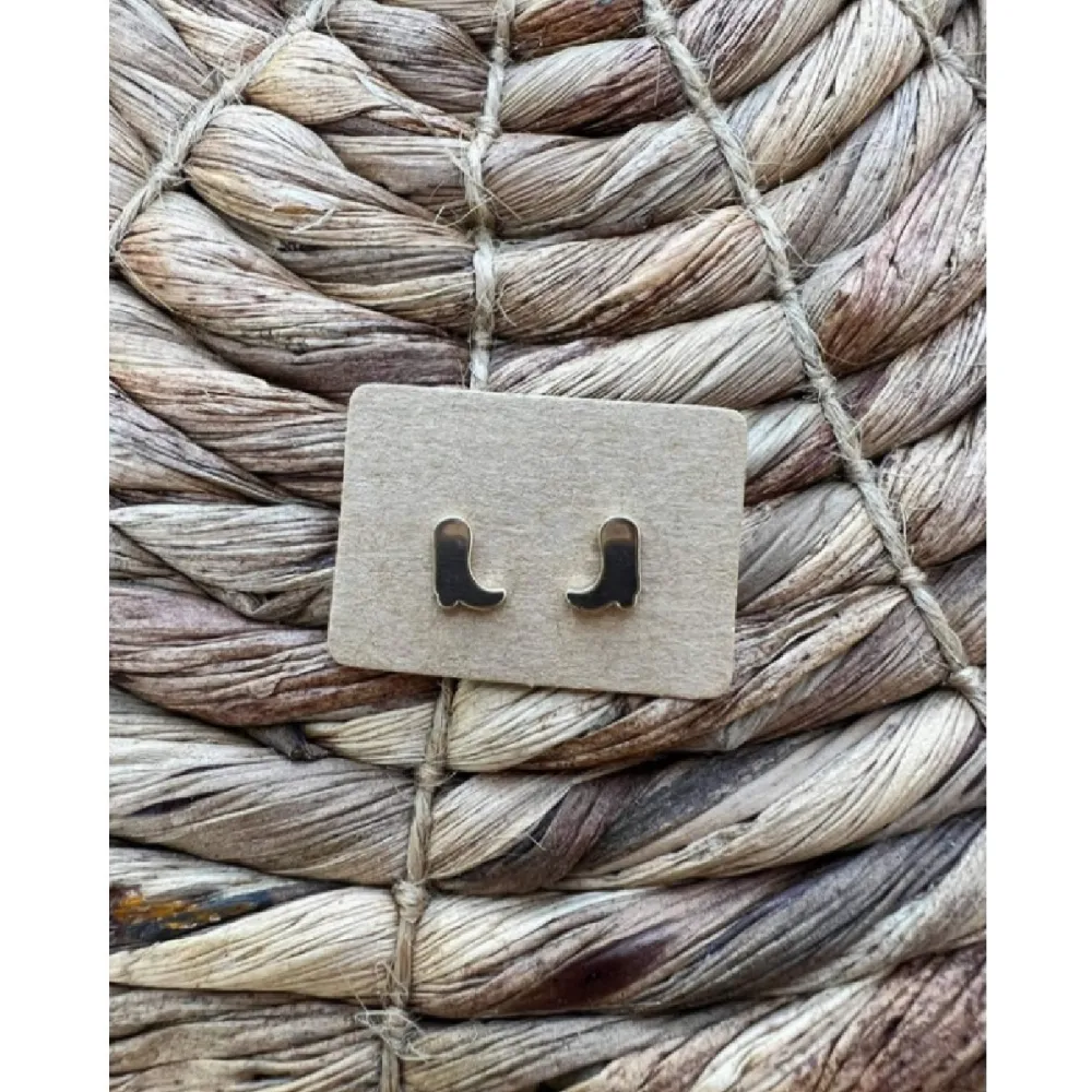 Dainty Cowboy Boot Studs Earrings