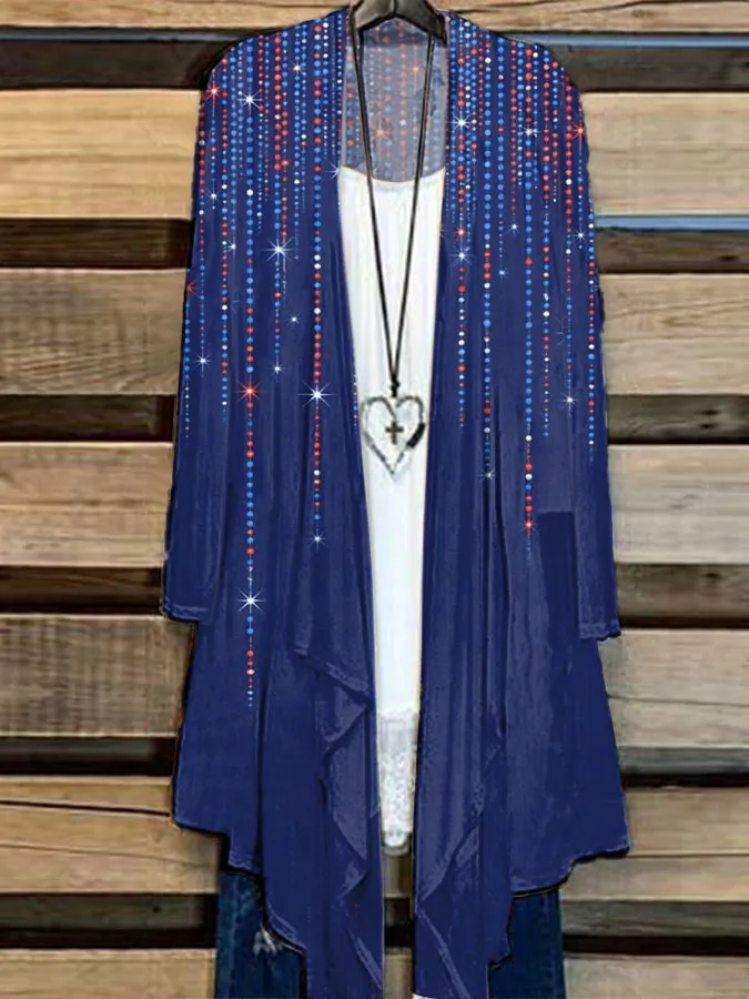 Women'S Independence Day Printed Casual Cardigan