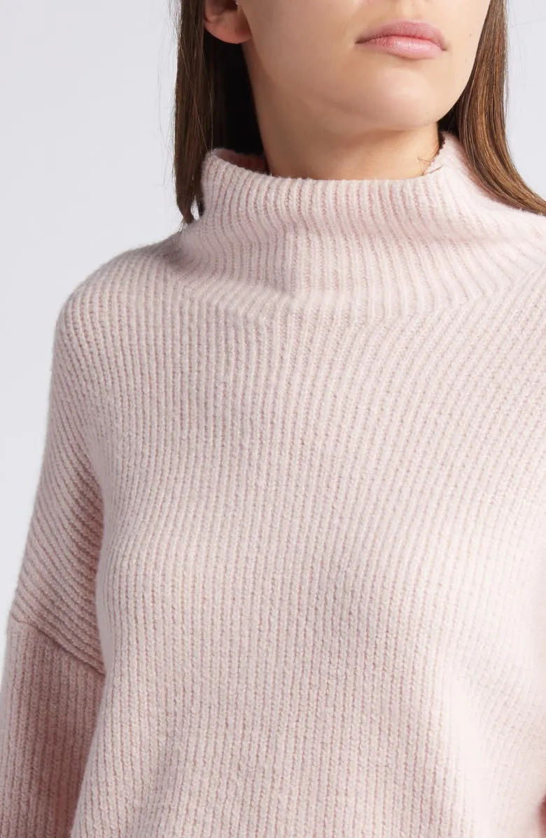 Relaxed Turtleneck Cotton Blend Sweater