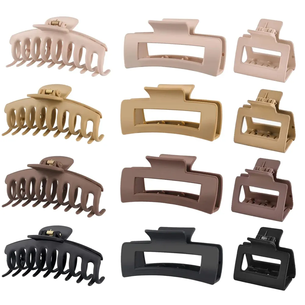 Ladies' Simple Solid Color Hair Clip Set 8P Big And 4P Small