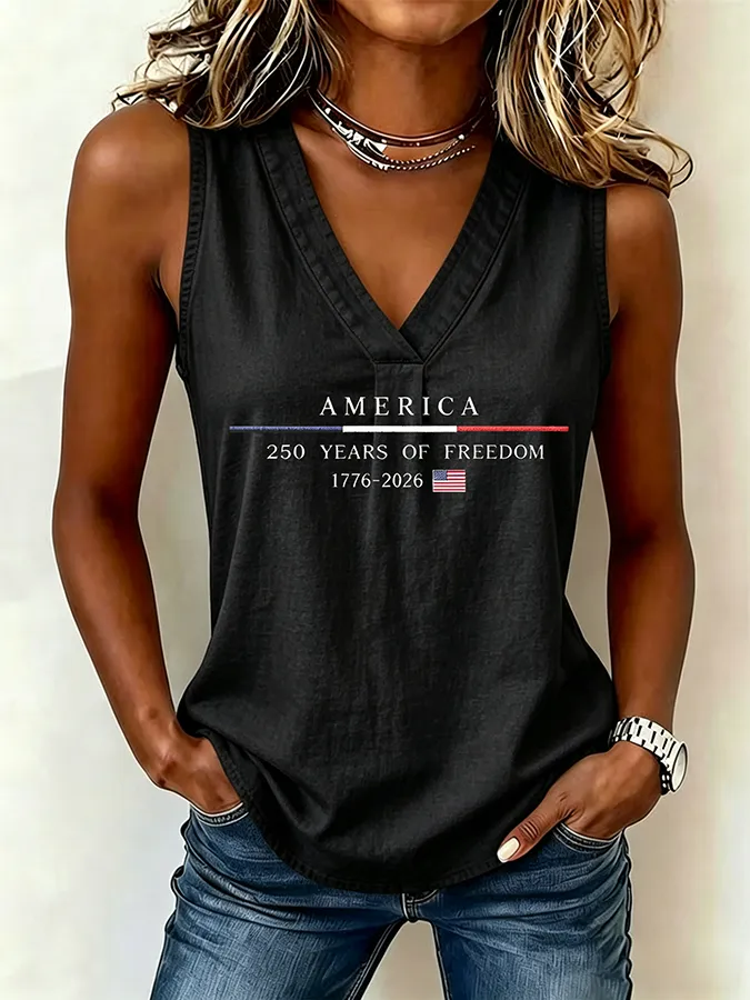250Th Anniversary Embroidered Printed V-Neck Tank Top In The United States