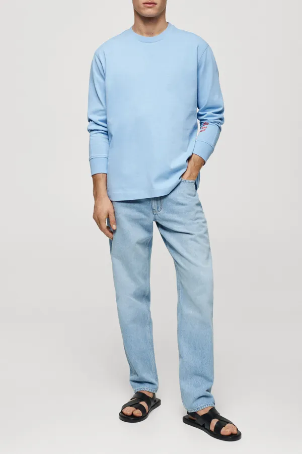 Embossed Detail Round Neck Sweatshirts