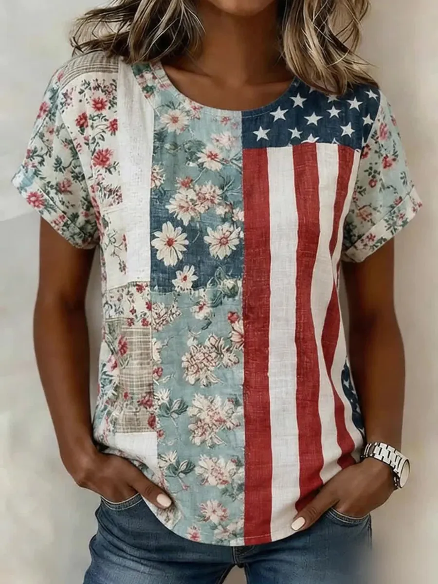 Women's USA 1776-2026 Print Casual T-Shirt