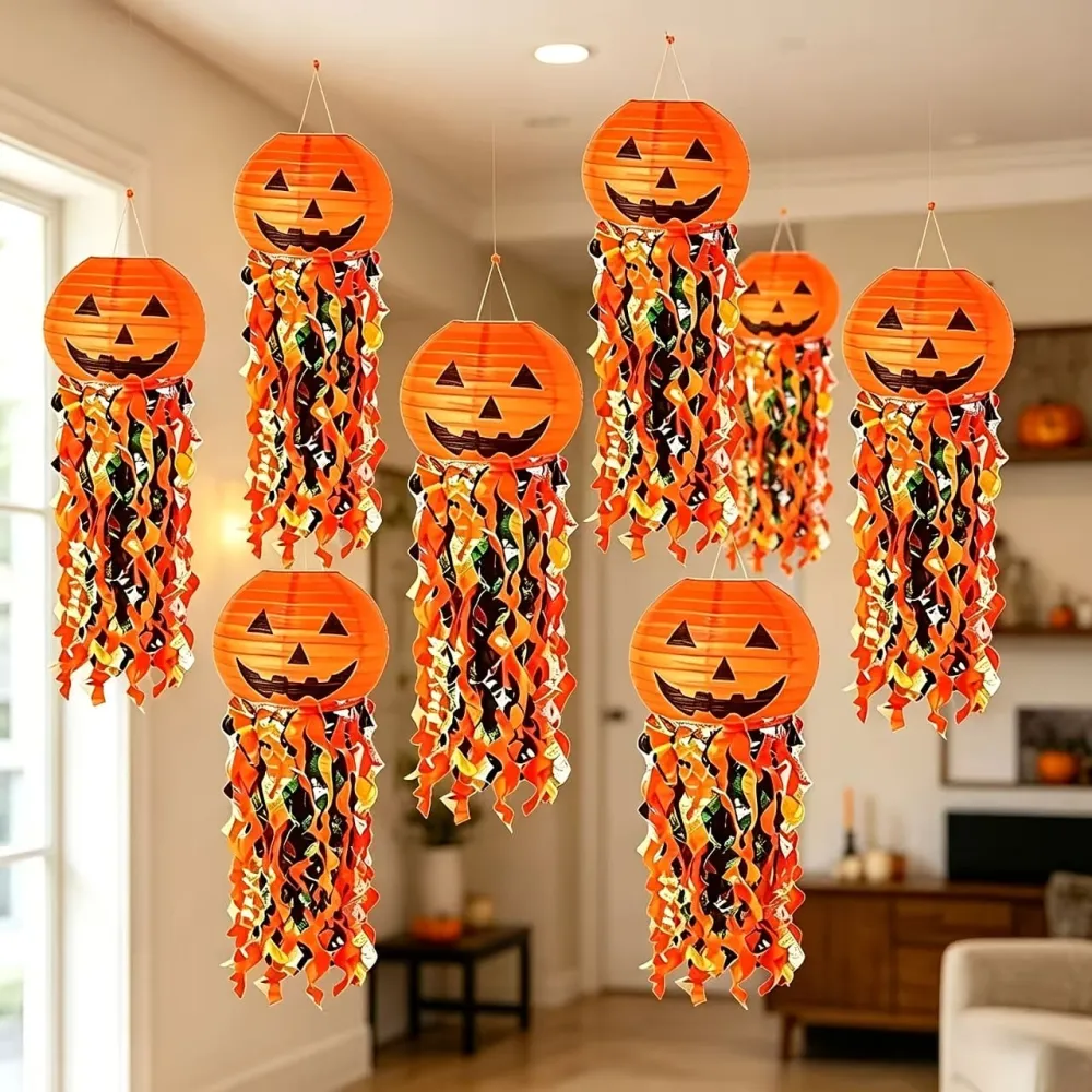 2pcs Halloween Rainbow Pumpkin Lantern Store Hanging Decorative Light（25 * 23CM）