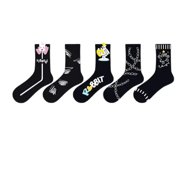 Graphic Streetwear Cotton Crew Socks