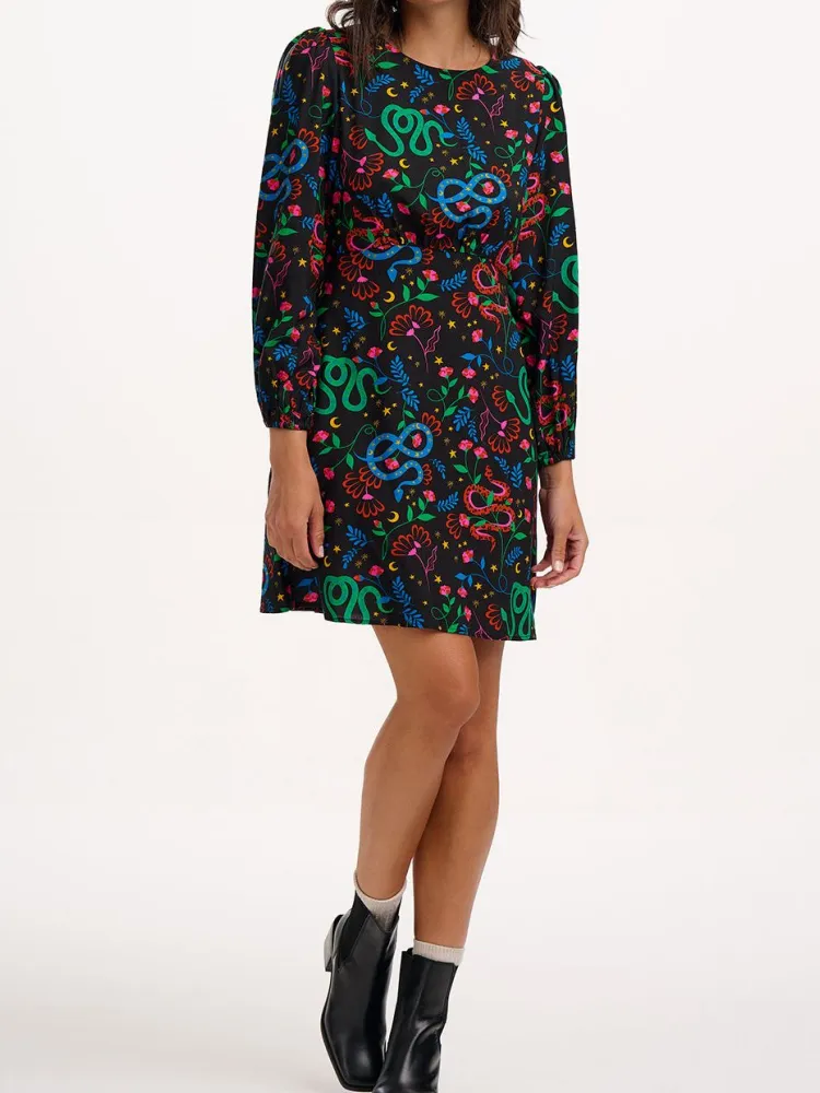 Print Long Sleeve Mini Dress