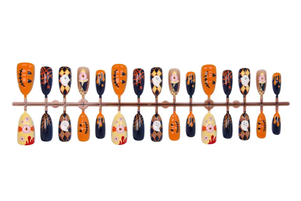 Nailhour 30Pcs 3D Resin Halloween Medium Almond Press On Nails