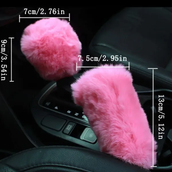 Lady'S Pink Plush Steering Wheel Cover
