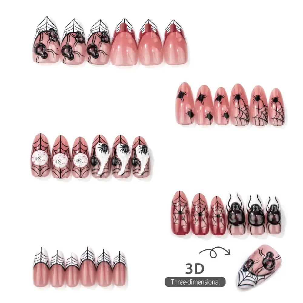 Nailhour 30Pcs Pink Gothic Medium Almond Press On Nails