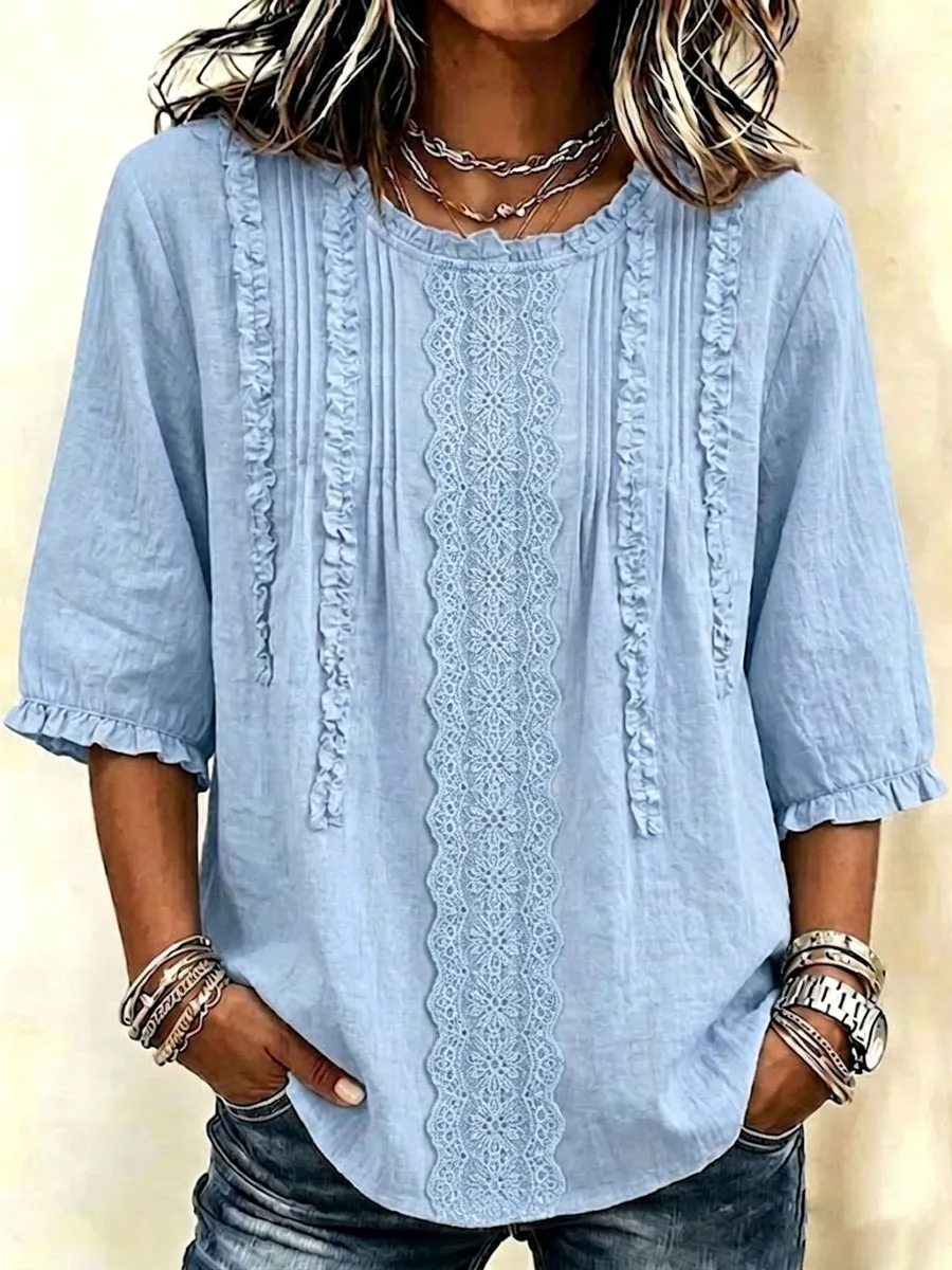 Women's Cotton And Linen  Art Print T-shirt