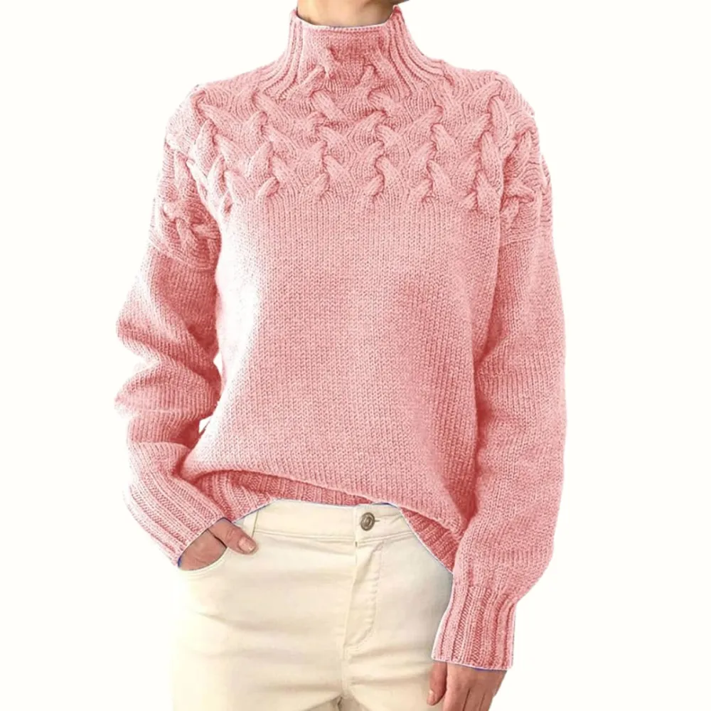 Textured Turtleneck Knit Sweater