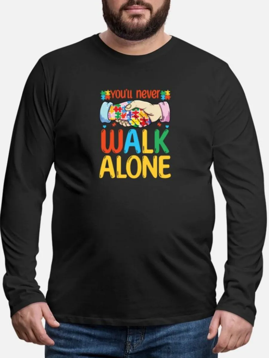 Men's Fun Handshake Print Casual Style Long-Sleeved T-Shirt