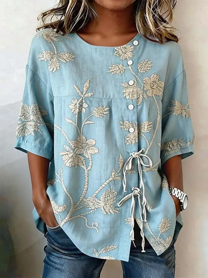Women's Retro Casual Printed Shirt