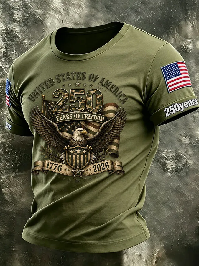 Men'S America Flag Printed Casual T-Shirt