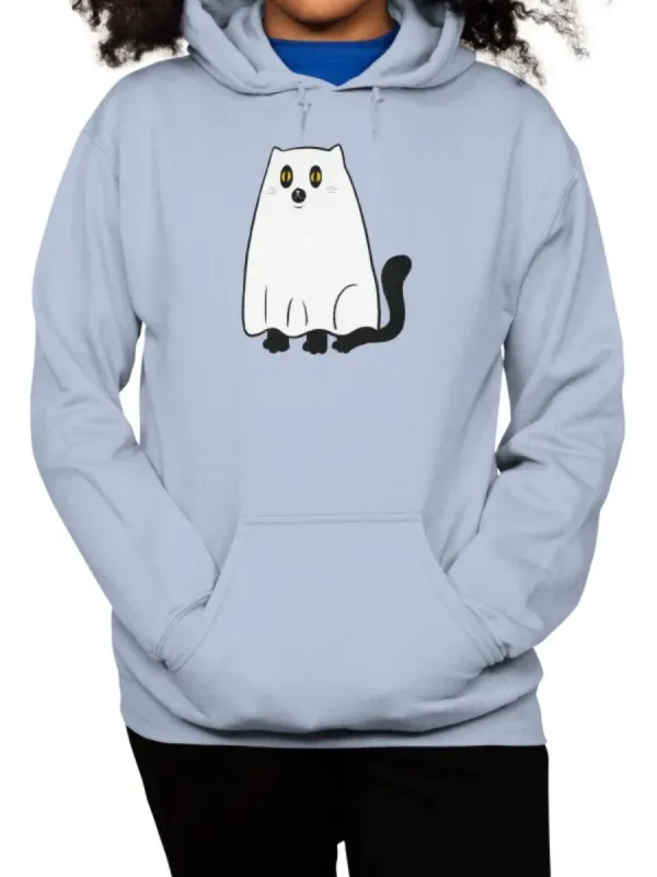 Ghost Cat Print Hoodie