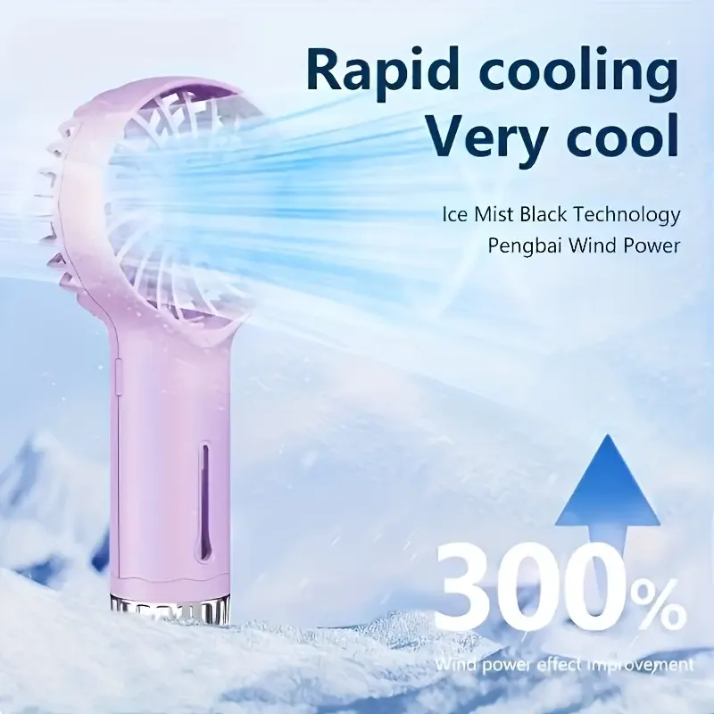 Portable Handheld Fan with Ice Mist Spray - 3 Speeds