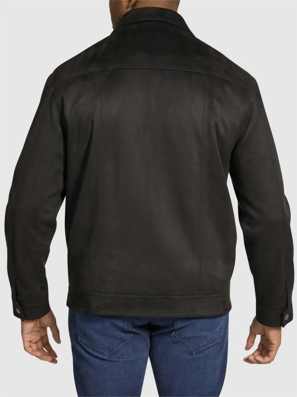 Black Casual Suede Pocketed Jackets