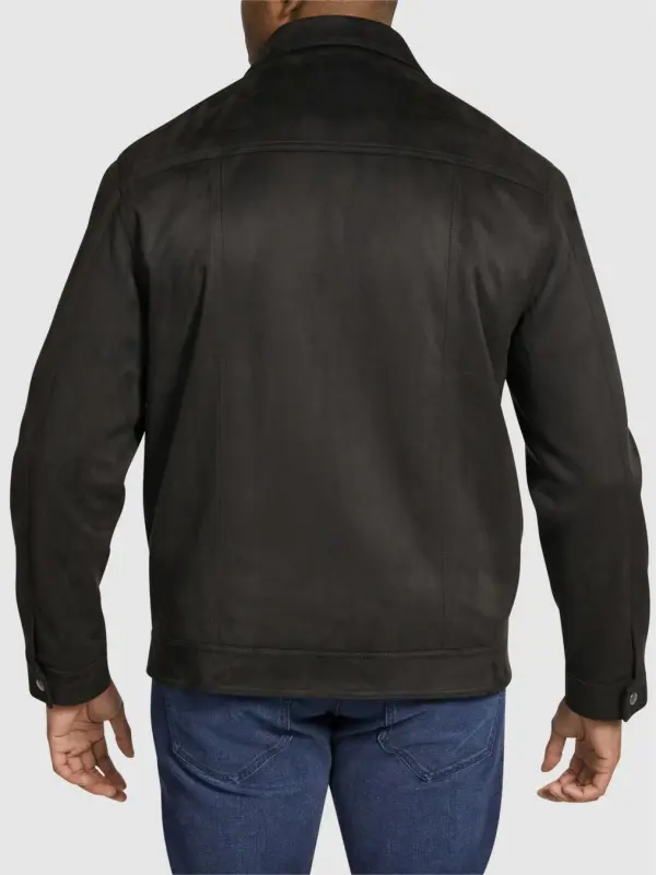Black Casual Suede Pocketed Jackets