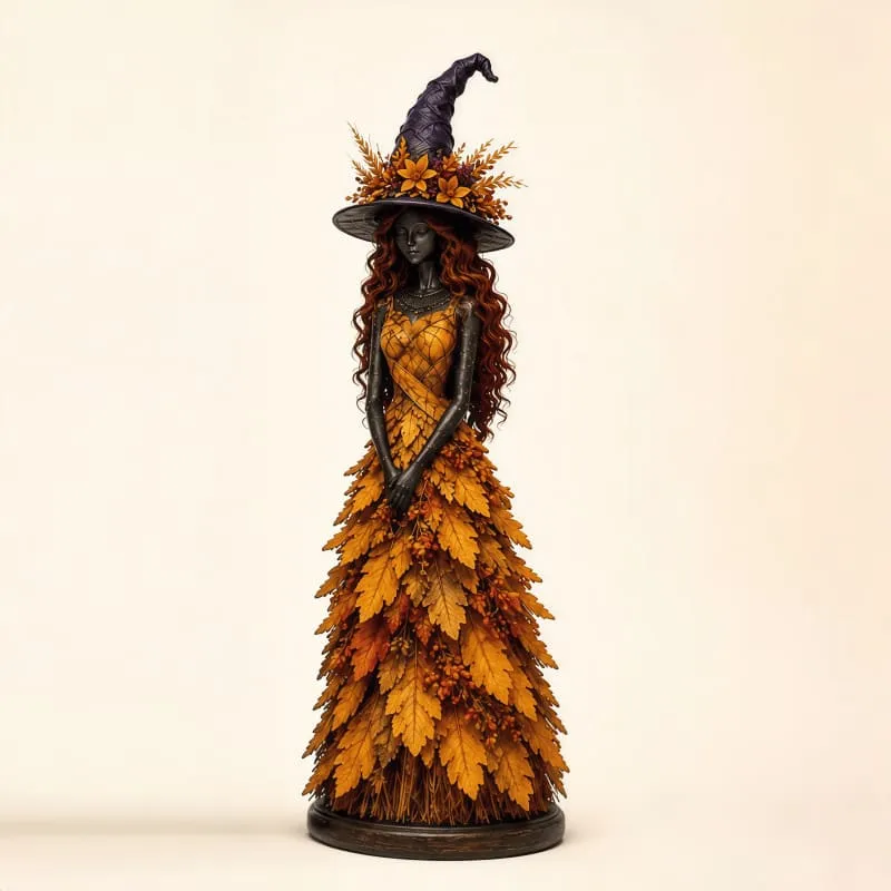 Halloween Enchanted Autumn Witch Figurine Resin Ornaments（7*7*20CM)