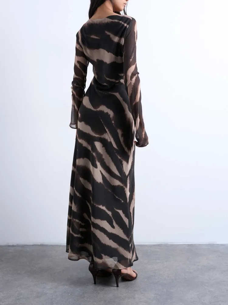Animal Print Long Sleeve Dress