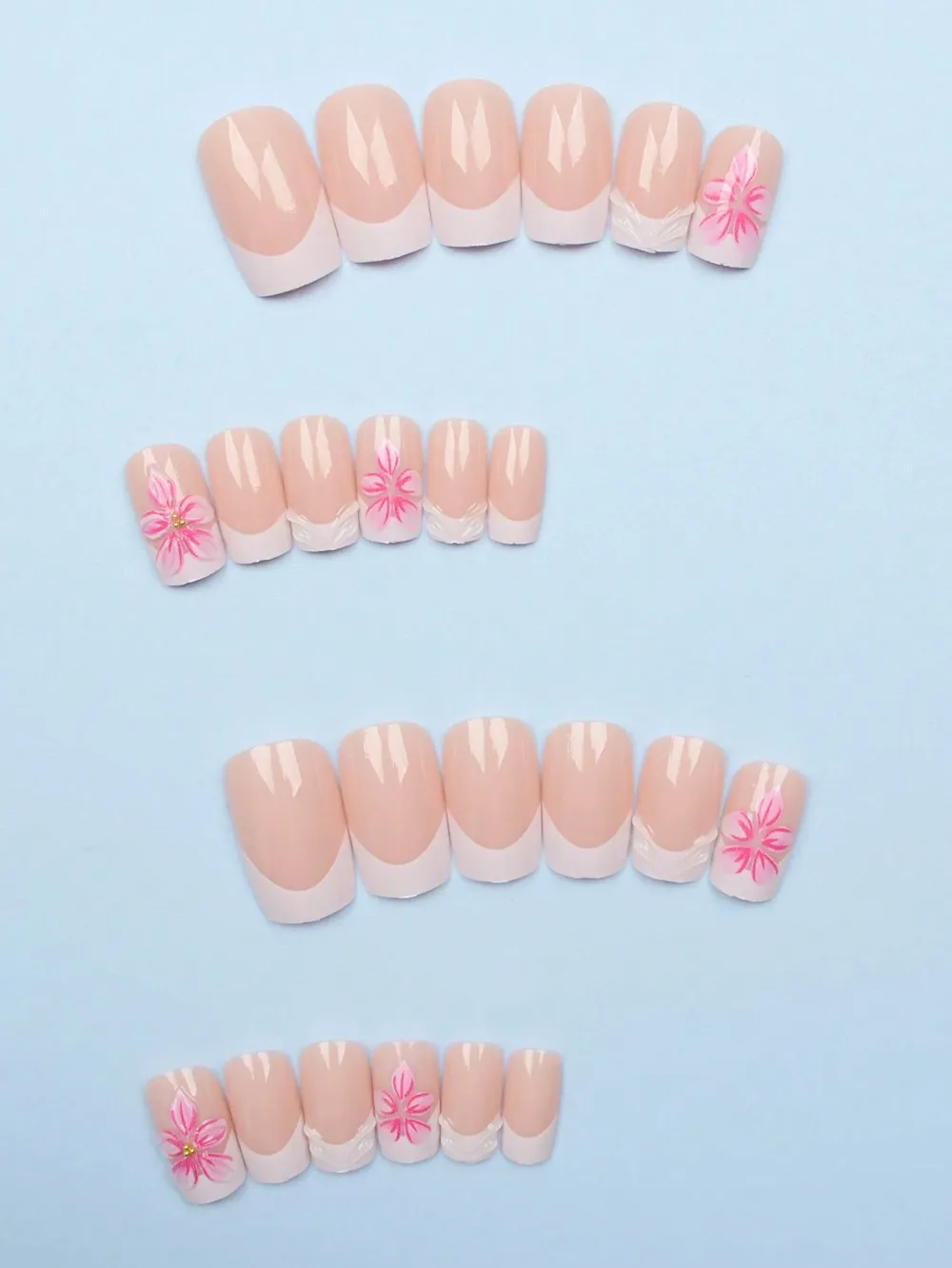 Nailhour 24Pcs Pink Medium Rectangular Fake Nails