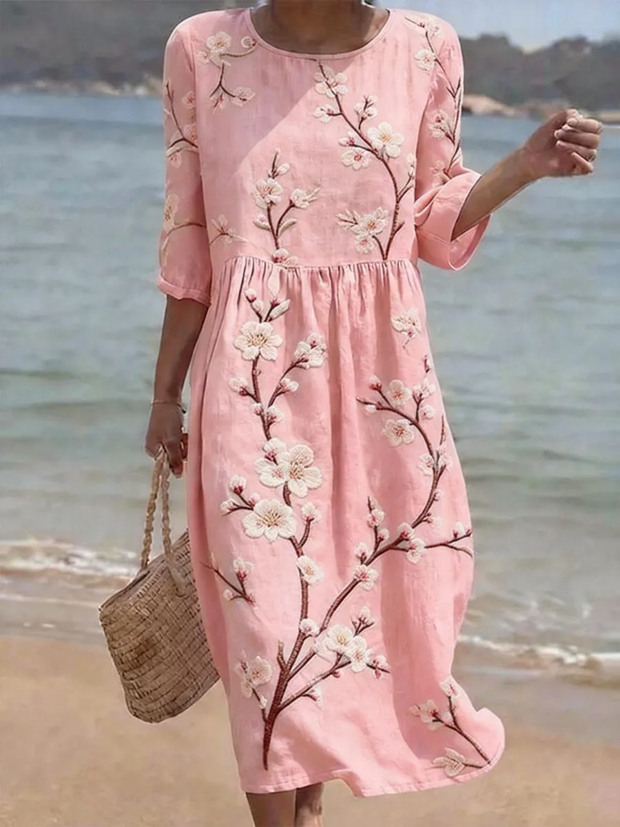 Women's Casual Cotton Linen Dress