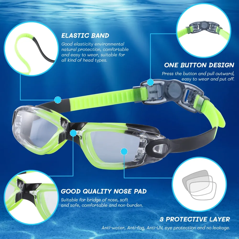 100% UV Protection Children'S Waterproof Swimming Goggles