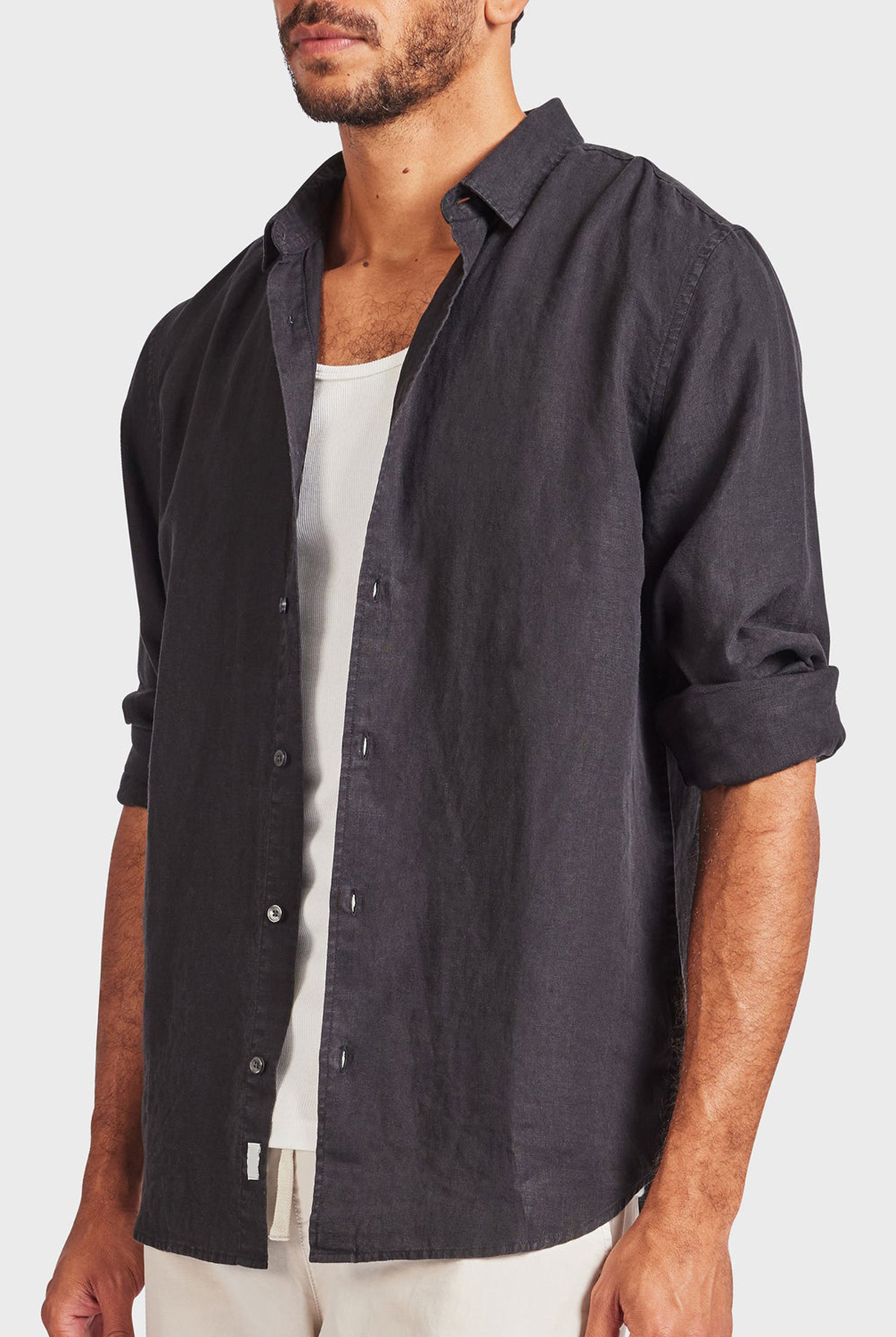 Mick Linen Shirt-Black