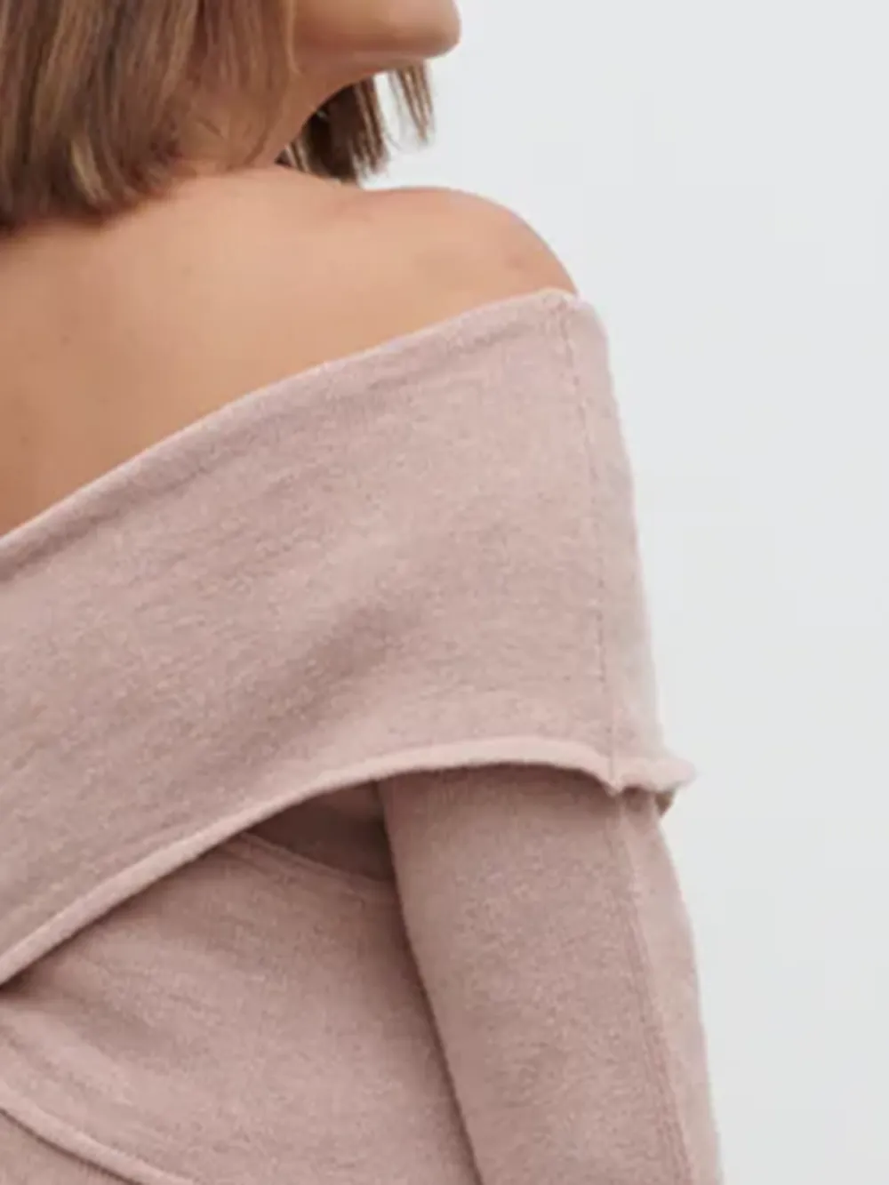 Pink Wrap Knit Midi Dress