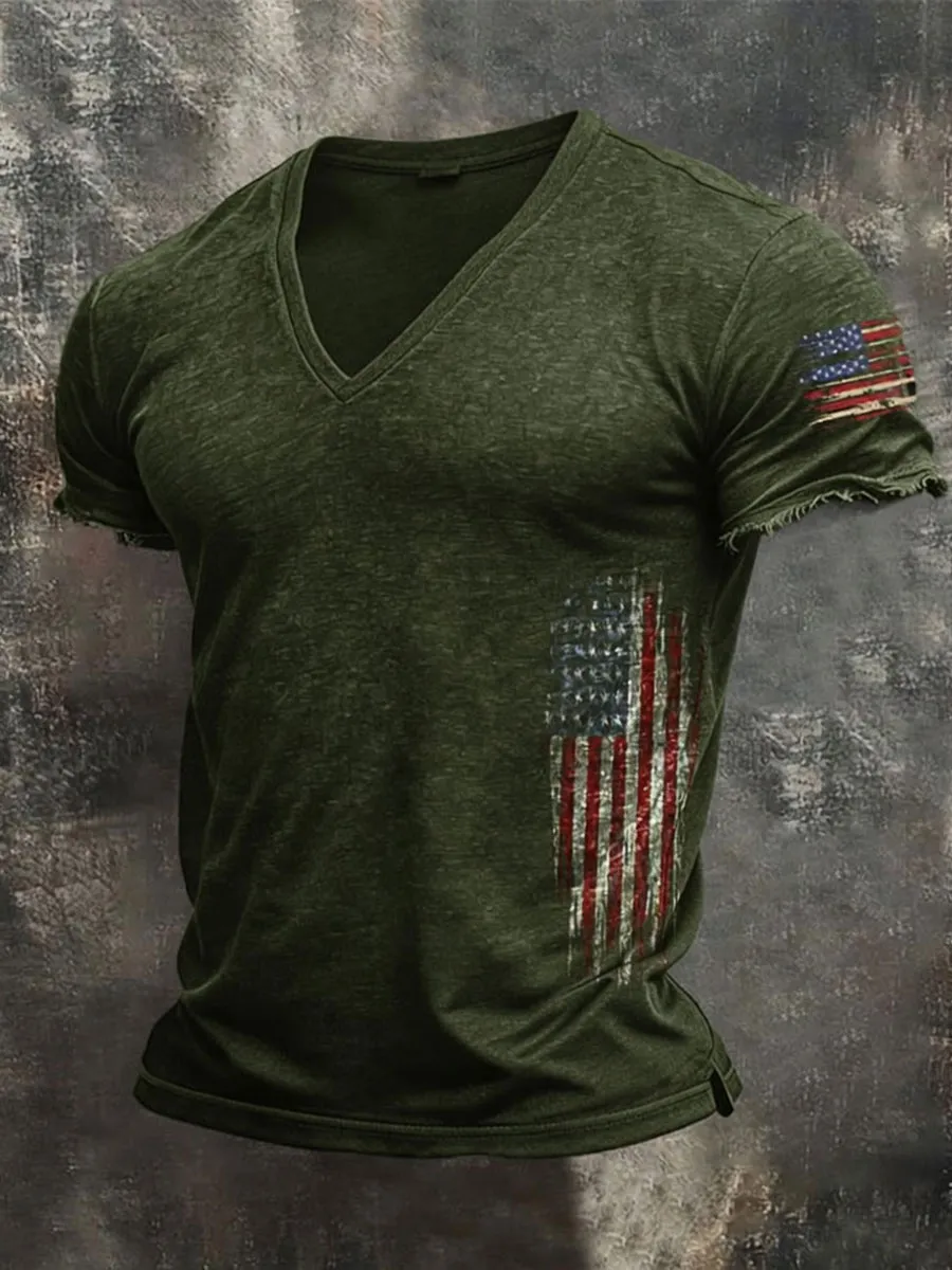 Men'S Retro Loose-Fitting Pure Cotton Comfortable Stretch Breathable T-Shirt