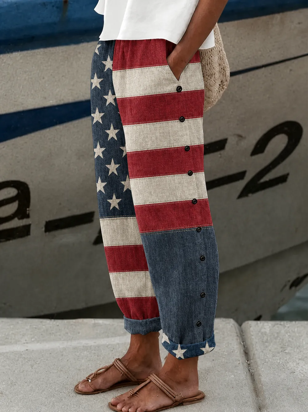 Women'S Flag Printed Casual Pants