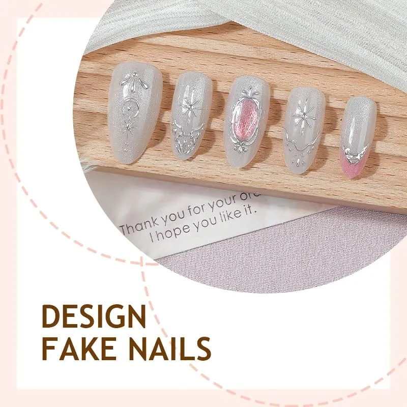 Nailhour 30Pcs Y2K 3D Vintage Pink Medium Almond Press On Nails