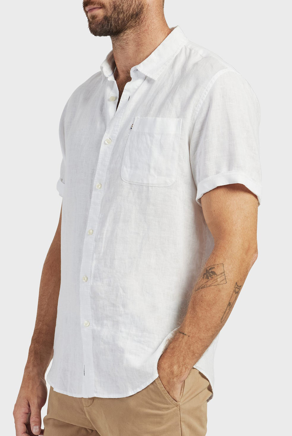 Hampton Linen SS Shirt-White