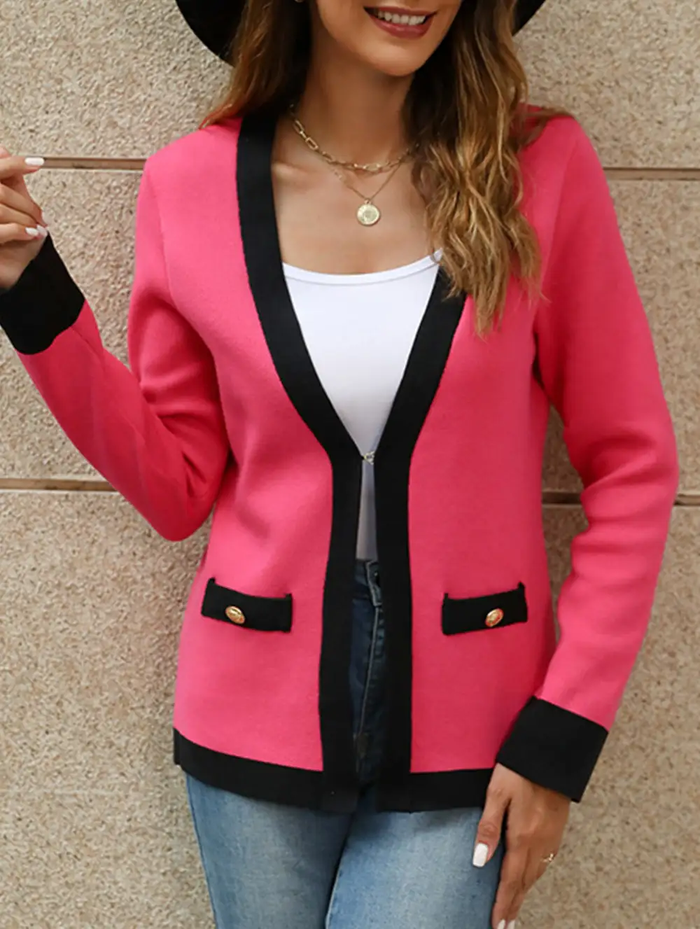 V Neck Knitted Cardigan