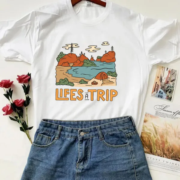 Women's Life's A Trip Pattern Printed Tee