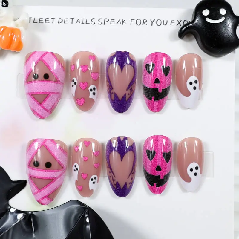 Nailhour 30Pcs Halloween Medium Almond Press On Nails