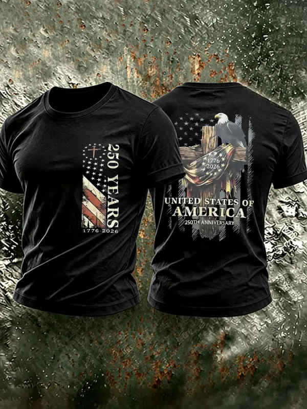 Men's America 250th Anniversary Printed Casual T-shirt