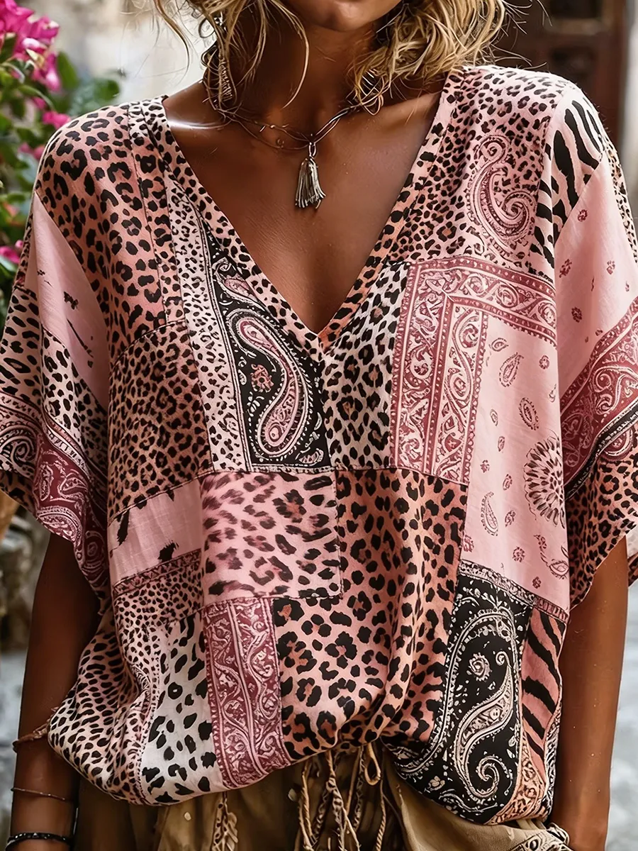 Women's Bohemian Style Casual Loose Cotton And Linen Top
