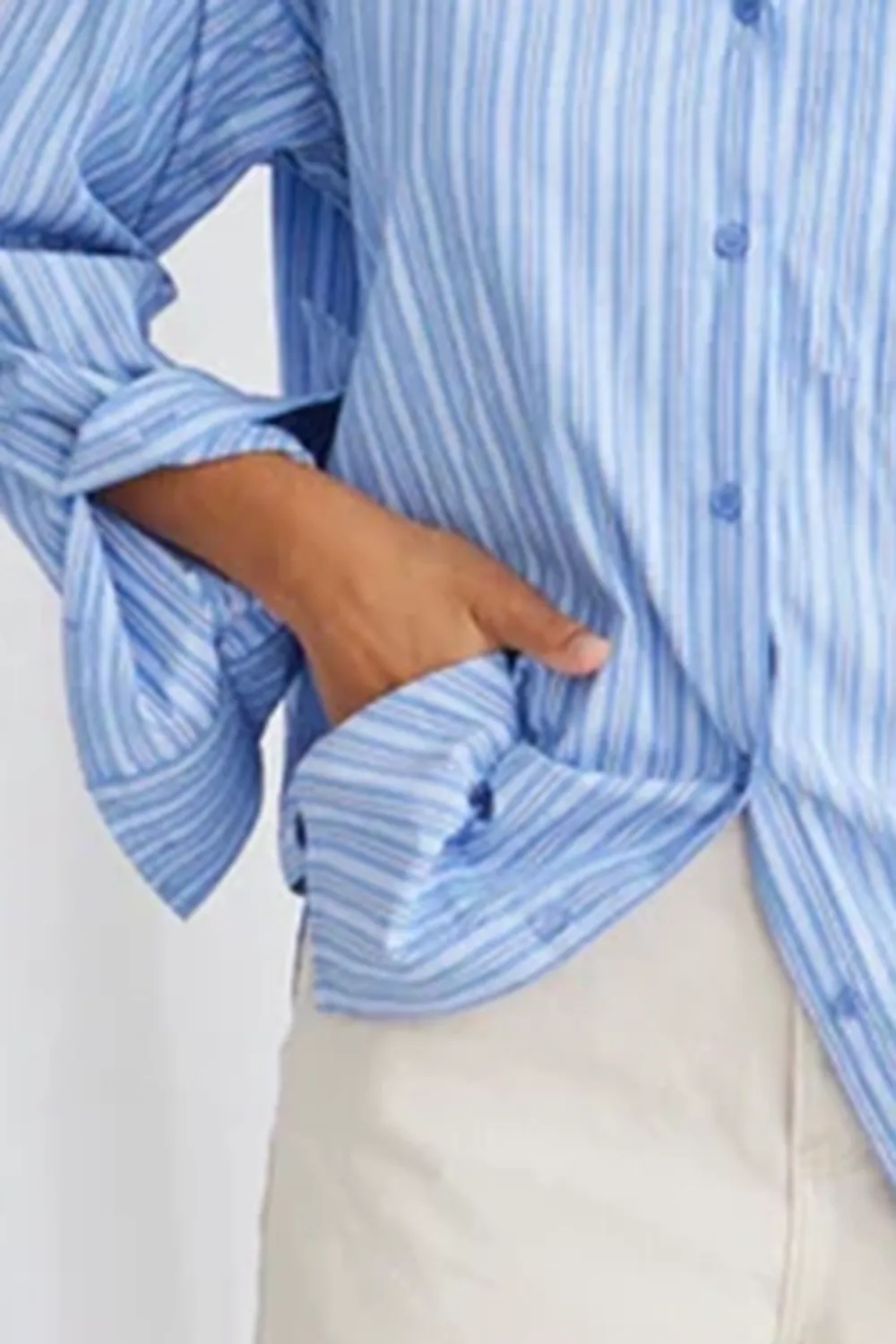 Blue Stripe Short - Sleeve Button - Up