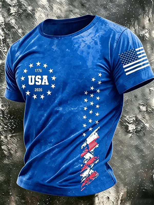 Men'S America Flag Printed Casual T-Shirt