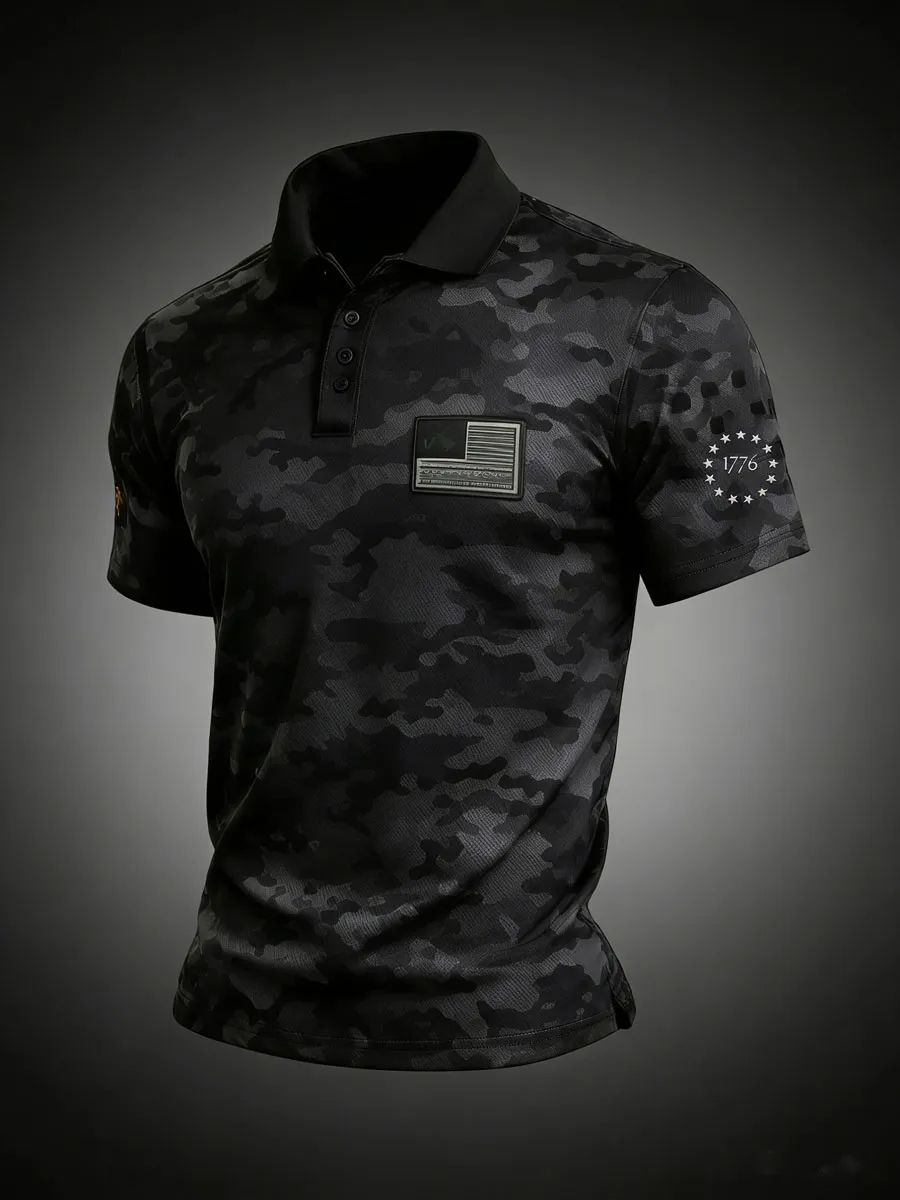 Men'S USA 250Th Anniversary Printed Casual Polo Shirt