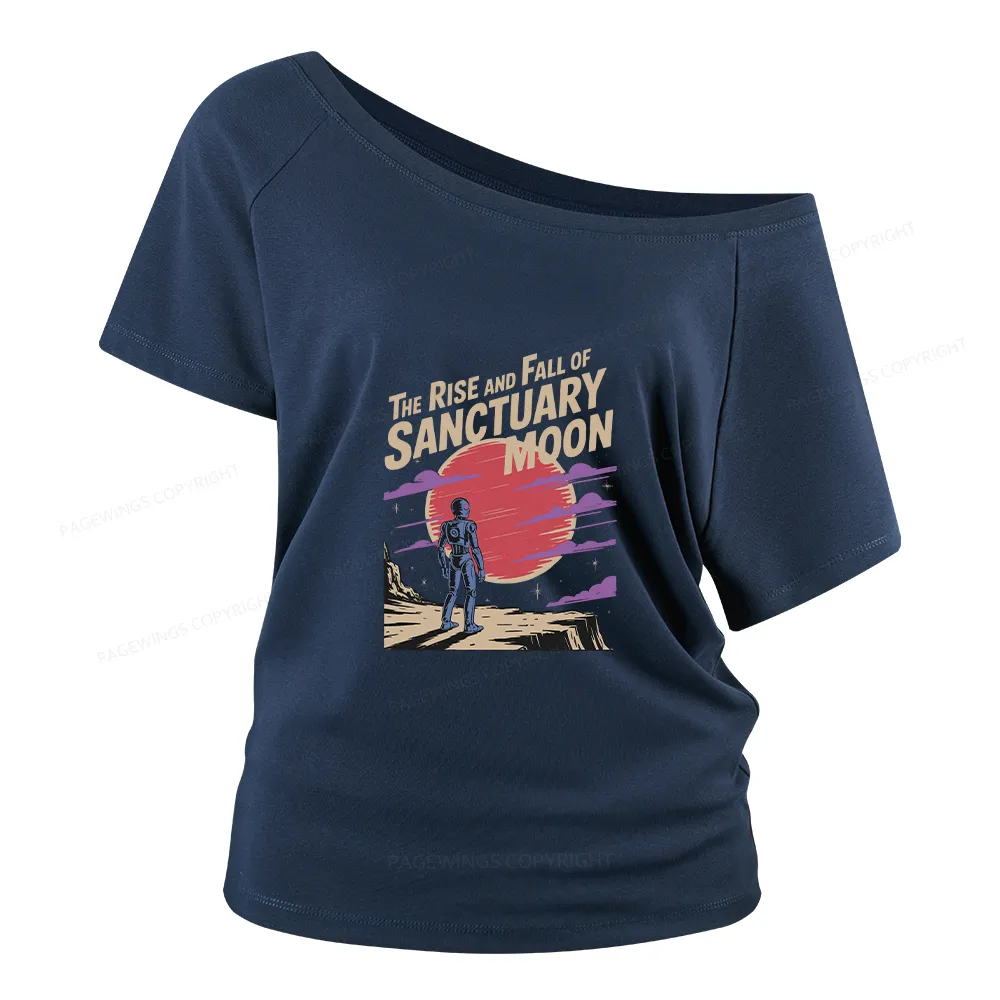 Sunset Cloud Print Off Shoulder T-shirts