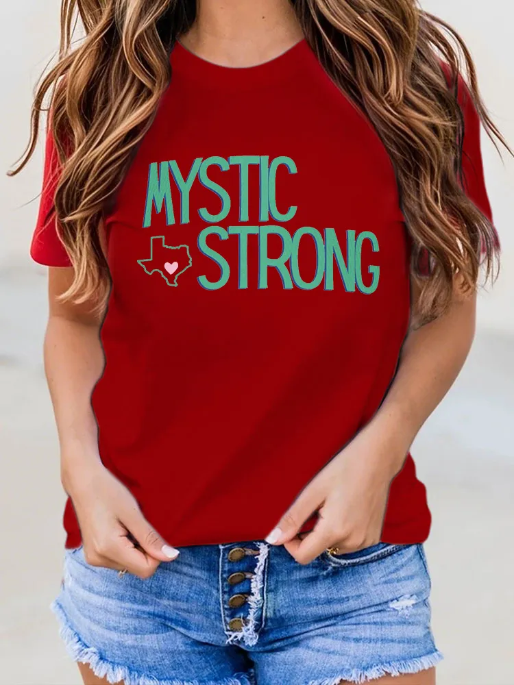 Ladies MYSTIC STRONG Versatile Simple Round Neck Shirt