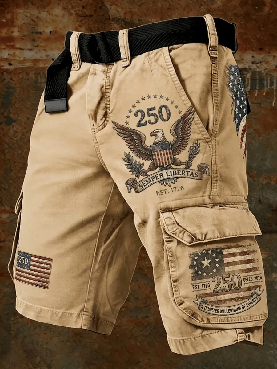 Men's 250th Anniversary Commemorative Printed Beach Shorts