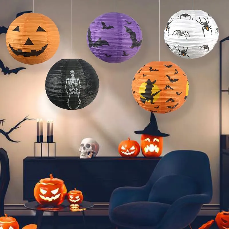 2026 Halloween Pumpkin Paper Lantern Decorations Party Setup（26*26*0.3CM)