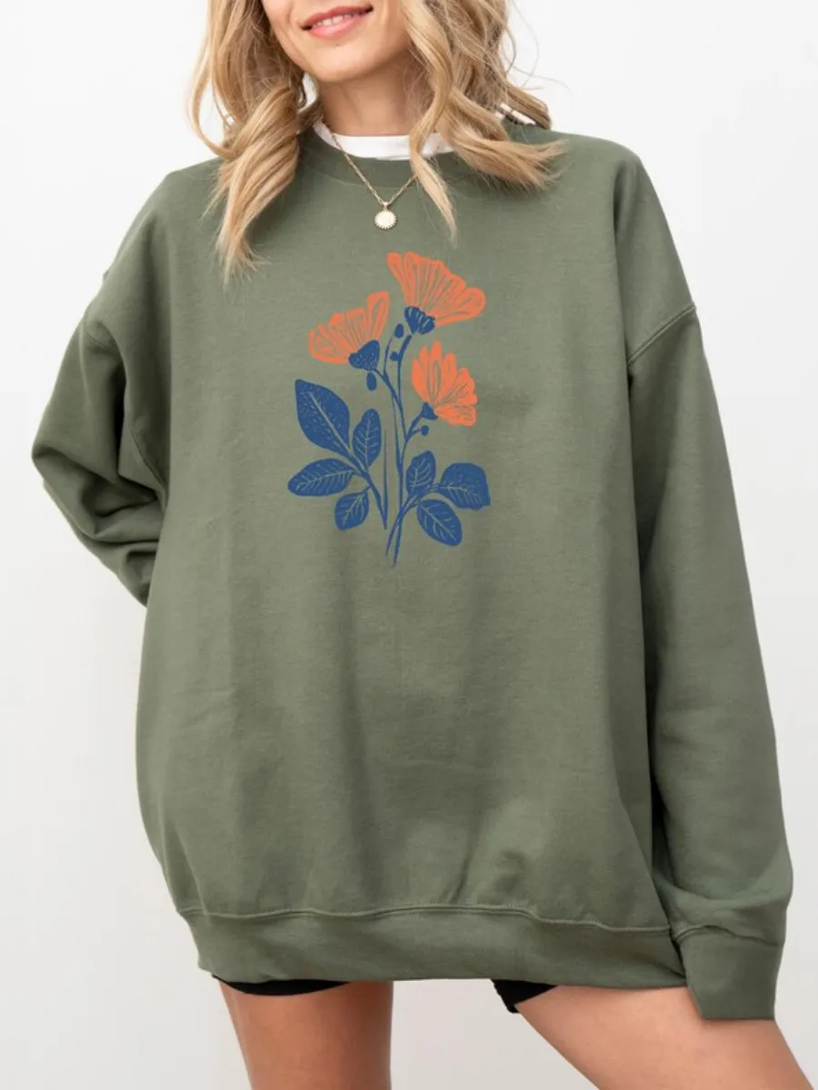 Floral Graphic Oversized Sweatshirt